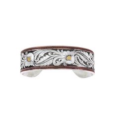 Montana Silversmiths Women's LeatherCut Floral Cuff Multicolored Bracelet Water Resistant