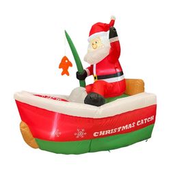 Celebrations 5 ft. Fishing Santa Inflatable