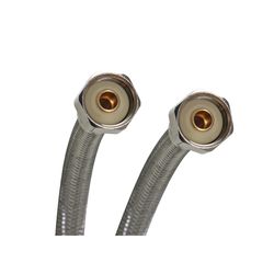 Fluidmaster Univseral 1/2 in. FIP Compression 12 in. Braided Stainless Steel Supply Line
