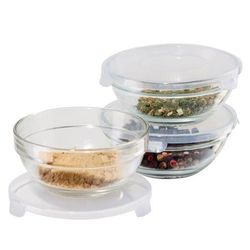 OGGI Clear Glass Pinch Bowls w/Clip Lid 4 oz