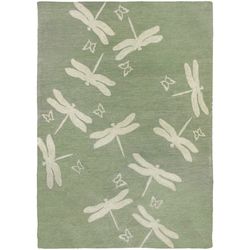 Homefires 3 ft. W X 5 ft. L Green/Tan Dragonfly Field Polypropylene Accent Rug