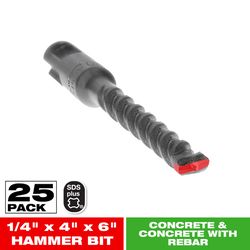 Diablo 1/4 in. X 6 in. L Carbide Tipped 2-Cutter Hammer Drill Bit SDS-Plus Shank 25 pk