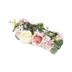 Accent Plus 4.5 in. H X 13 in. L Floral Decor Glass/Wood Decorative Candle Holder