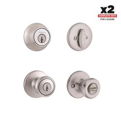Kwikset Tylo Traditional Satin Chrome Deadbolt and Entry Door Knob 1-3/4 in.