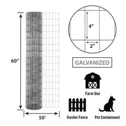 FarmGard 60 in. H X 50 ft. L Steel Welded Wire Fence Silver