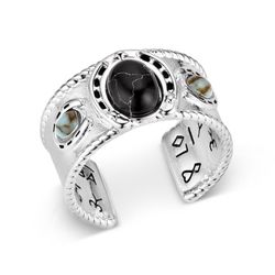 Montana Silversmiths Women's Ridge Rider TQ and Onyx Open Ring