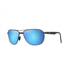 Maui Jim Castles Sunglasses Unisex Matte Dark Ruthenium w/Black Frame Blue Hawaii Lens Polarized