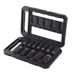 CRAFTSMAN 1-1-16 in. X 1/2 in. drive SAE 6 Point Deep Impact Socket Set 12 pc