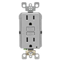 Leviton SmartlockPro 15 amps 125 V Gray GFCI Outlet 5-15R 1 pk
