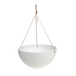 Algreen Acerra 21.7 in. H X 13.8 in. D Plastic Basket Hanging Bowl Planter White