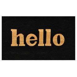 Home & More 1.42  W X 2.42  L Black Hello Block Coir Door Mat
