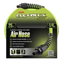 Flexzilla Pro 25 ft. L X 1/4 in. D Hybrid Polymer Air Hose 300 psi Zilla Green