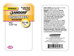 Jandorf 12-10 Ga. Insulated Wire Male Disconnect Yellow 4 pk