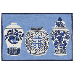 Liora Manne Frontporch 2 ft. W X 3 ft. L Blue Traditional Polyester Accent Rug