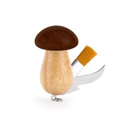 Kikkerland Stainless Steel Brown/Tan Mushroom Keychain