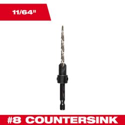 Milwaukee #8 Sizes X 11/64 in. D X 0.3 in. L Black Oxide Countersink Bit 1 pc