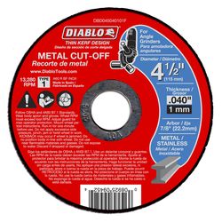 Diablo 4-1/2 in. D X 7/8 in. X 0.04 in. thick Aluminum Oxide Metal Cut-Off Disc 1 pk