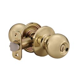 Ace Ball Knob Polished Brass Entry Door Knob KW1 1-3/4 in.