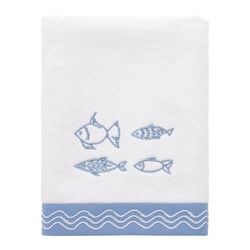 Avanti Linens Blue Fin Bay White Cotton Hand Towel 1 pc
