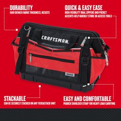 CRAFTSMAN VERSASTACK 8.5 in. W X 13.5 in. H Polyester Tool Bag 31 pocket Black/Red 1 pc