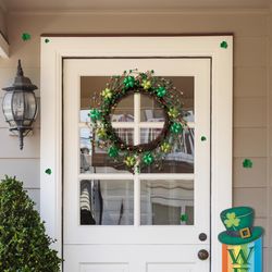 Glitzhome Shamrock Berry Wreath Polyester 1 each 20 in.
