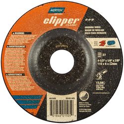 Norton Clipper 4-1/2 in. D X 7/8 in. X 1/4 in. thick Classic Grinding Wheel 1 pk