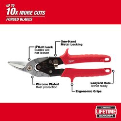 Milwaukee 10 in. Forged Alloy Steel Left Serrated Aviation Snips 22 Ga. 1 pk