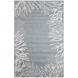 Liora Manne Carmel 8 ft. W X 5 ft. L Aqua Reef Border Polypropylene/Polyester Area Rug