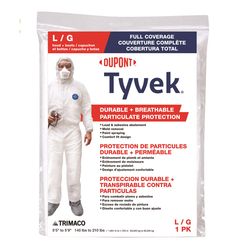 Dupont Tyvek Coverall with Hood and Boots White L 1 pk