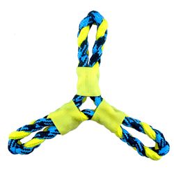 Boss Pet Pet Park Blvd For Dog Yellow Woven Paracord Twisted Tri Flyer with Rope Any Dog Breed 1 pk