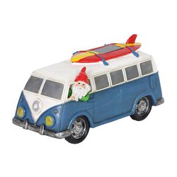 Exhart WindyWings Multicolored Resin 5.5 in. H X 5.5 in. L X 12 in. W Gnome in Blue Retro Van Statue