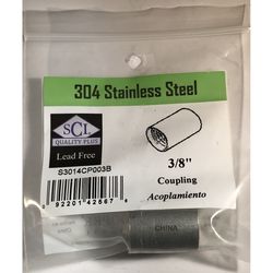 Smith-Cooper 3/8 in. FPT X 3/8 in. D FPT Stainless Steel Coupling