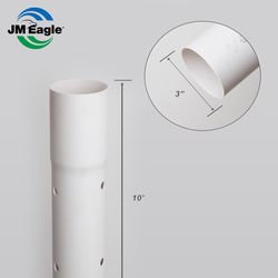 JM Eagle 2729 PVC Perforated Sewer and Drain Pipe 3 in. D X 10 ft. L Bell 0 psi