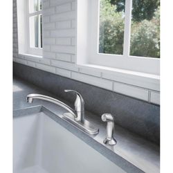 Moen Adler One Handle Chrome Kitchen Faucet Side Sprayer Included