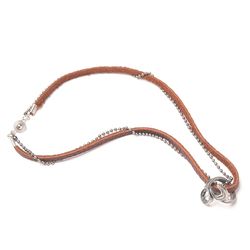 Mad Man Mens Wrenched Ring Brown/Silver Necklace Alloy/Leather