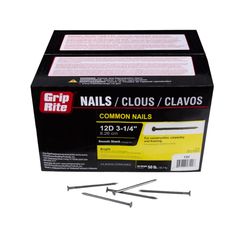 Grip-Rite 12D 3-1/4 in. Common Bright Steel Nail Flat Head 50 lb
