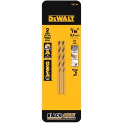 DeWalt Black & Gold 1/16 in. X 1.88 in. L High Speed Steel Drill Bit Straight Shank 2 pc
