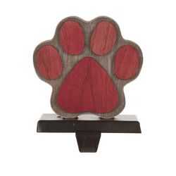 Glitzhome Brown/Red Paw Stocking Holder 6.3 in.