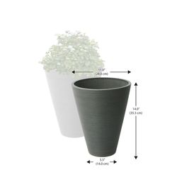 Algreen 14 in. H X 11 in. D Plastic Taper Ribbed Planter Charcoal