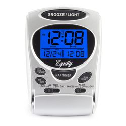 La Crosse Technology Equity 3 in. Silver Travel Alarm Clock LCD Battery Operated