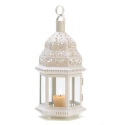 Gallery of Light 12.25 in. Glass/Metal White Lantern