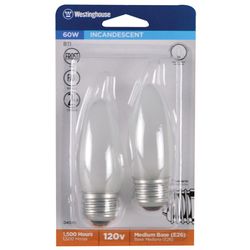 Westinghouse 60 W B11 Decorative Incandescent Bulb E26 (Medium) White 2 pk