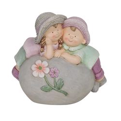 Alpine MGO Multi-color 11 in. children leaning Statue