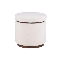 Linon Home Decor Stella White Sherpa Fabric Modern Ottoman 1 pk