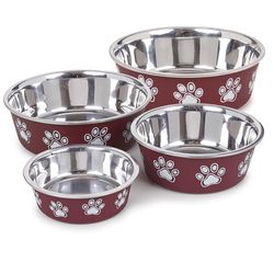 Proselect Goodie Merlot Stainless Steel 52 oz Pet Bowl For Dogs
