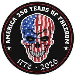 Fan Creations America 250 Years of Freedom Skull Sticker Vinyl 1 pk