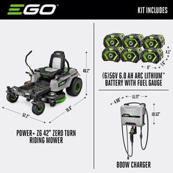 EGO POWER+ ZT4214L 42 in. 56 V Battery Zero Turn Riding Mower Kit (Battery &amp; Charger)