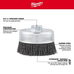 Milwaukee 3 in. Crimped Wire Cup Brush Steel 1200 rpm 1 pc