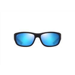 Maui Jim Mauklele Sunglasses Men's Matte Black/Blue Frame Blue Hawaii Lens Polarized
