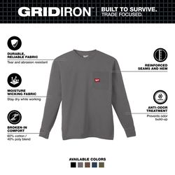 Milwaukee Gridiron M Long Sleeve Men's Round Neck Gray Tee Shirt